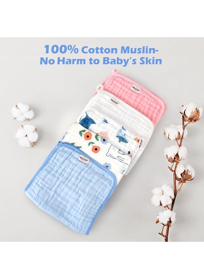 Maliton Muslin Burp Cloths for Baby Girl 6 Pack Large 20''x10'' 100% Cotton Burp Rags Absorbent and Soft 6 Layers Muslin Cloth Baby Boy Newborn Essentials Must Haves(Fairy Tale, Pack of 6) - Image 4